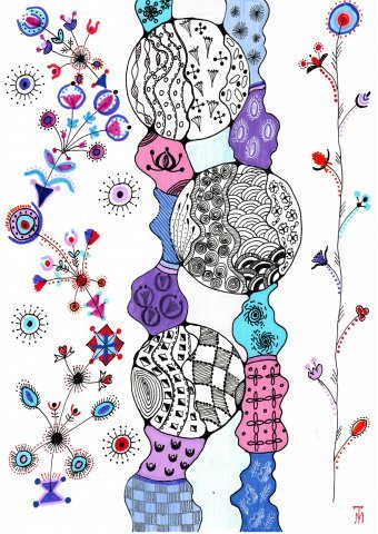 Drawing "Echi dell'Anima: Il Risveglio dell'Armonia" by illustrator Liniya Art mixed method paper at Jose Art Gallery