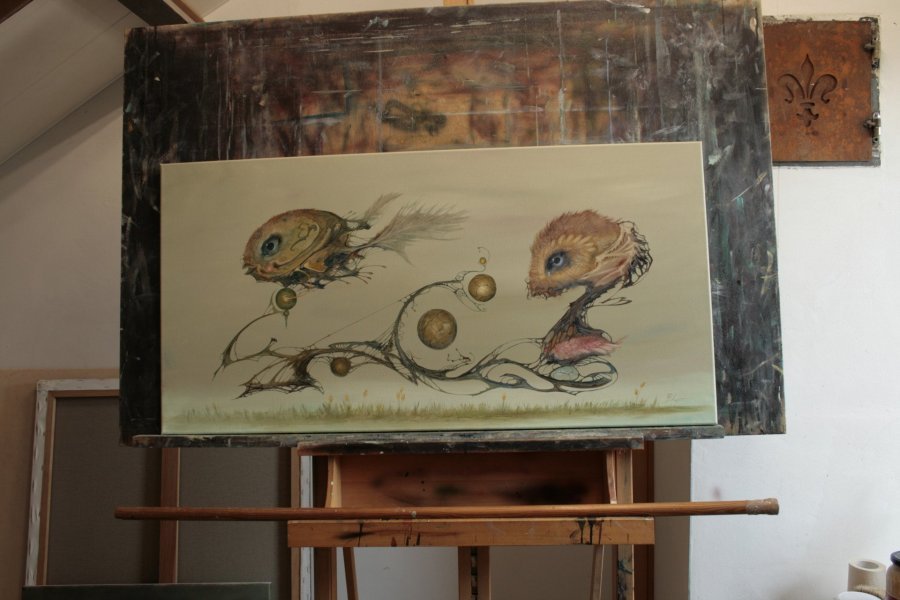 Additional view 5: Surrealism Animal Painting Surveyors by painter Ed Schaap oil canvas 