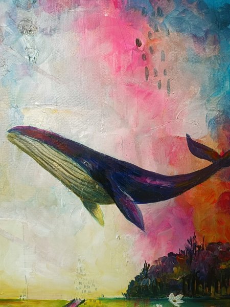 Additional view 3: Surrealism Animal Painting Between Earth and Sky by painter Evgenia Smirnova acrylic canvas 