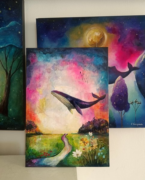 Additional view 5: Surrealism Animal Painting Between Earth and Sky by painter Evgenia Smirnova acrylic canvas 