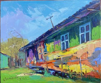 Pittura "In attesa dell'ospite", pittore Bogdan Vinarchik olio tela alla Jose Art Gallery