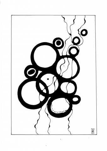 Grafica "Energia Pulsante del Minimalismo", illustratore Liniya Art inchiostro carta alla Jose Art Gallery