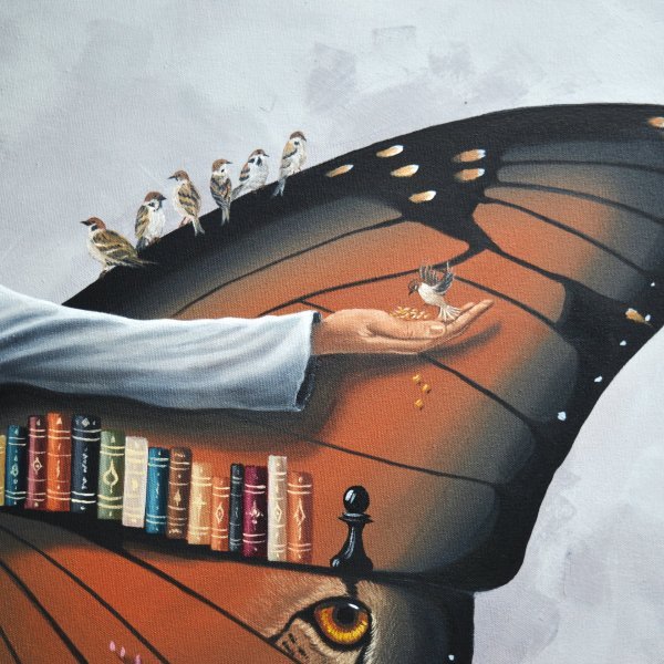 Additional view 4: Surrealism Genre Painting Cocoon of Identity by painter Beklan Kizilcay oil canvas 