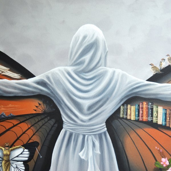 Additional view 5: Surrealism Genre Painting Cocoon of Identity by painter Beklan Kizilcay oil canvas 