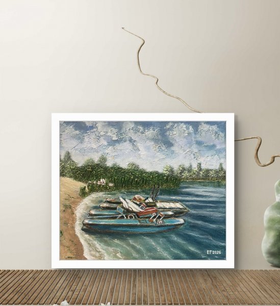 Additional view 1: Impressionism Landscape Painting Frozen time by painter Olena Fishbein acrylic canvas 