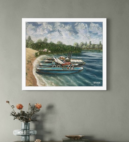 Additional view 2: Impressionism Landscape Painting Frozen time by painter Olena Fishbein acrylic canvas 