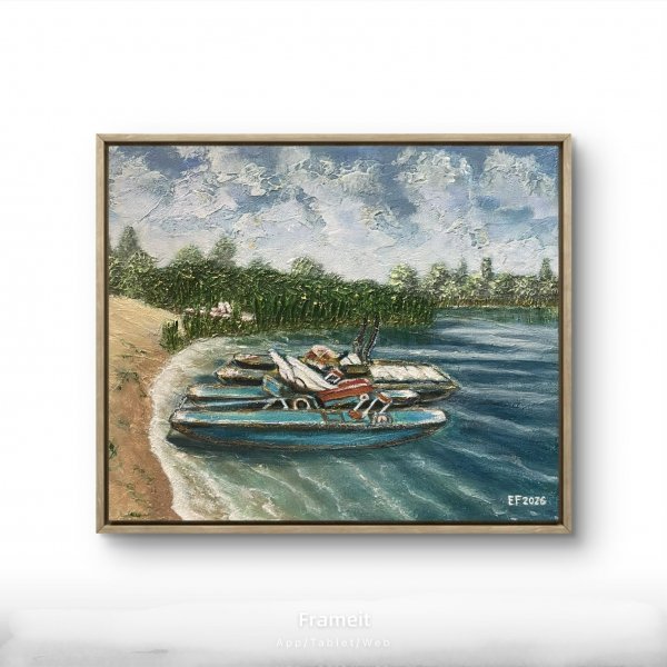 Additional view 3: Impressionism Landscape Painting Frozen time by painter Olena Fishbein acrylic canvas 