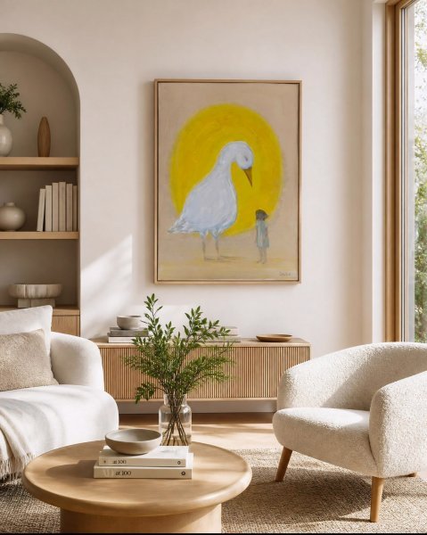 Additional view 2: Minimalism Interior Painting The Guardian by painter Geula acrylic canvas 