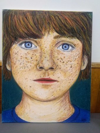 Drawing "Boy" by illustrator natalia lendiel pastel canvas at Jose Art Gallery