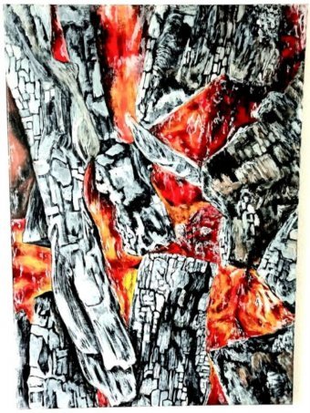 Painting "Fire and Ash" by painter Valentin Kern acrylic canvas at Jose Art Gallery
