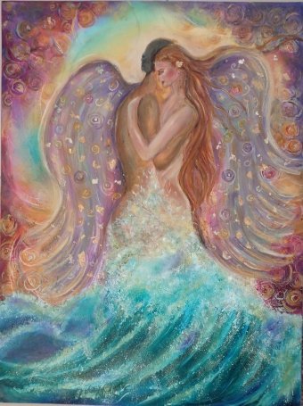 Painting "When Heaven Meets the Sea" by painter Aurelia Givalanti oil canvas at Jose Art Gallery