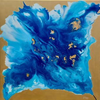 Painting "Celestial Bloom" by painter Axelle Biltgen acrylic canvas at Jose Art Gallery