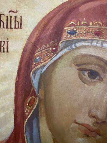 Additional view 3: Fine Art Religious Painting Tikhvin Icon of the Mother of God by painter Oleksandr Taljejev oil parchment 