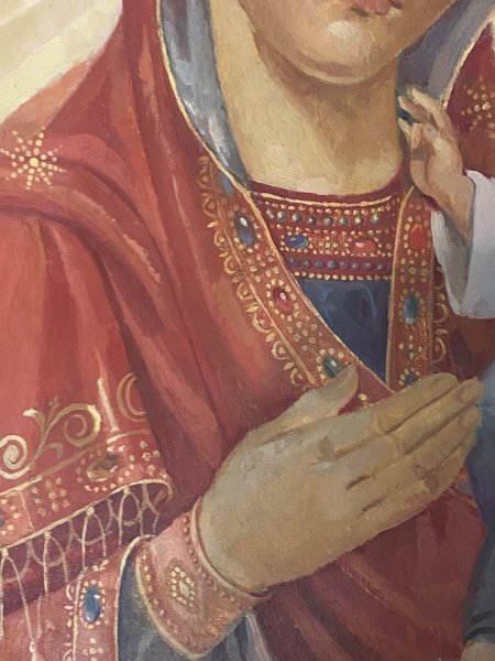 Additional view 6: Fine Art Religious Painting Tikhvin Icon of the Mother of God by painter Oleksandr Taljejev oil parchment 