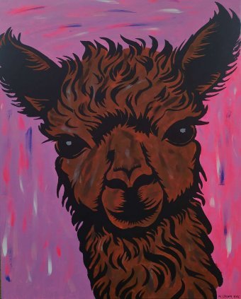 Painting "CURIOUS ALPACA" by painter Mateusz Stronk acrylic canvas at Jose Art Gallery