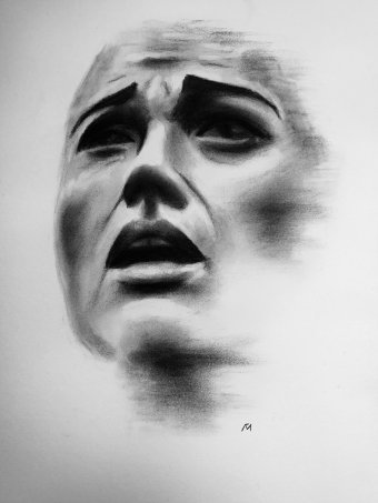 Graphique "Désespoir", illustrateur Mykola Havryliuk charbon papier à la Jose Art Gallery