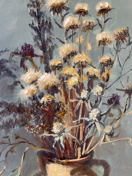 Additional view 2: Impressionism Flower Painting Dried wildflowers by painter Elena Yasineckaya oil canvas 