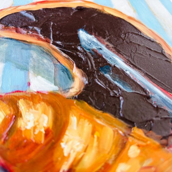 Additional view 5: Contemporary Art Still-Life Painting Croissants Still Life Impasto by painter Oksana Shevchenko oil wood 