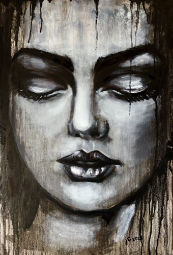 Painting "Expression of Tenderness in a Portrait" by painter Mykola Havryliuk oil fabric at Jose Art Gallery