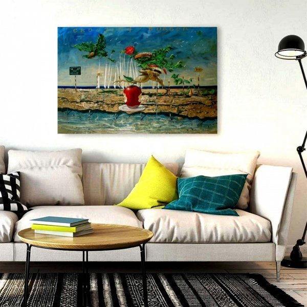 Additional view 3: Symbolism History Painting Running Burger. Fast food by painter Serhiy Roy oil canvas 