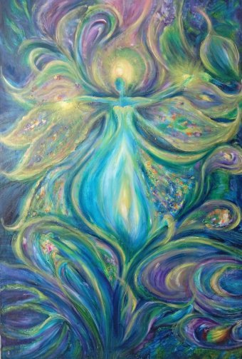 Painting "Luminous Bloom" by painter Aurelia Givalanti oil canvas at Jose Art Gallery