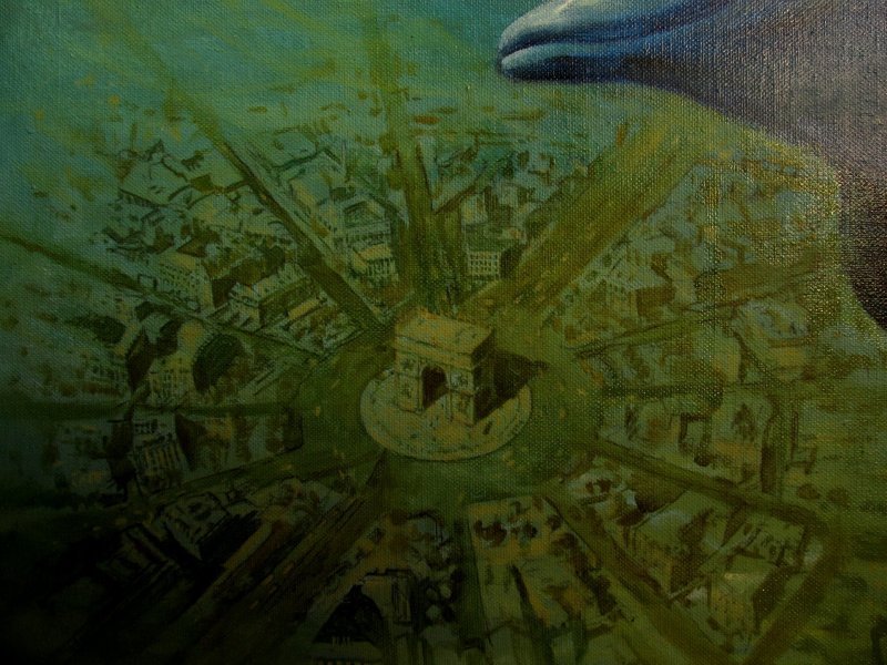 Additional view 3: Symbolism Cityscapes Painting Why do dolphins smile (sold) by painter Serhiy Roy oil canvas 