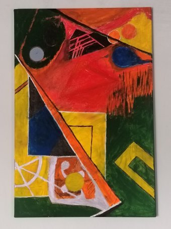 Grafika "Głęboki Kosmos w Abstrakcyjnym Krajobrazie", ilustrator Oleg Semionov farba akrylowa tkanina w Jose Art Gallery