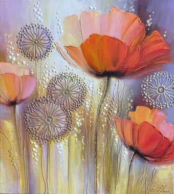 Painting "Fairy Flowers" by painter Olena Shevchenko acrylic canvas at Jose Art Gallery