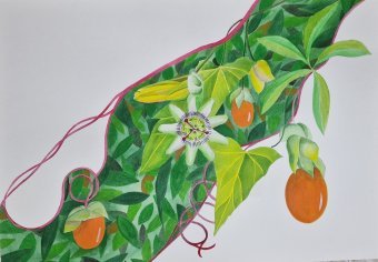 Painting "Two spaces" by painter bernardino acrylic paper at Jose Art Gallery