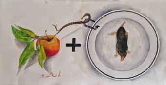Painting "Composition: animal versus plant" by painter bernardino acrylic paper at Jose Art Gallery