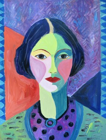 Painting "Colorful Portrait" by painter Irina Anis oil cardboard at Jose Art Gallery