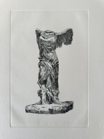 Grafika "Bogini Zwycięstwa", ilustrator Carlos Barta ryt papier w Jose Art Gallery