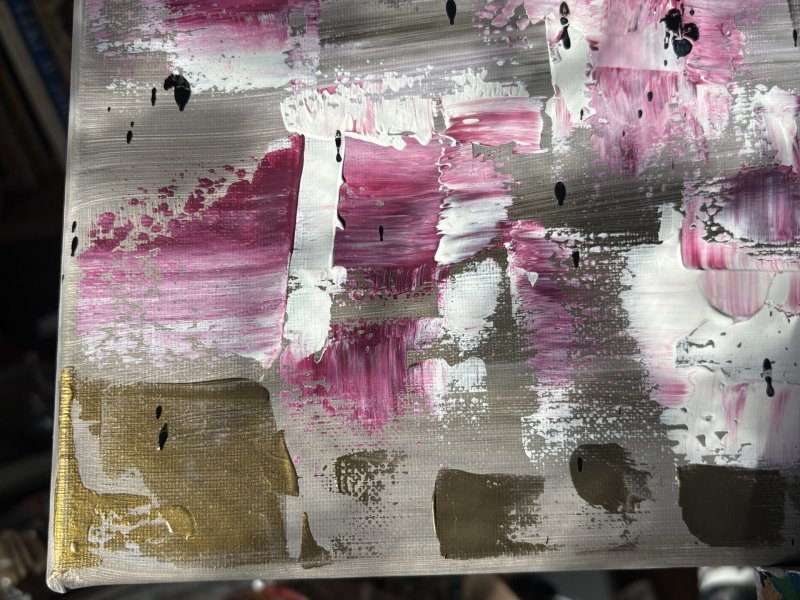Additional view 4: Abstract Interior Painting Raspberry Abstraction by painter M.E.G acrylic canvas 