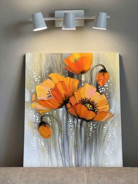 Additional view 1: Contemporary Art Flower Painting Poppies by painter Olena Shevchenko acrylic canvas 