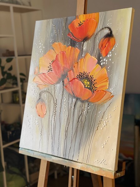 Additional view 3: Contemporary Art Flower Painting Poppies by painter Olena Shevchenko acrylic canvas 