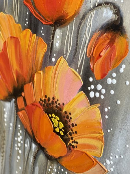 Additional view 5: Contemporary Art Flower Painting Poppies by painter Olena Shevchenko acrylic canvas 