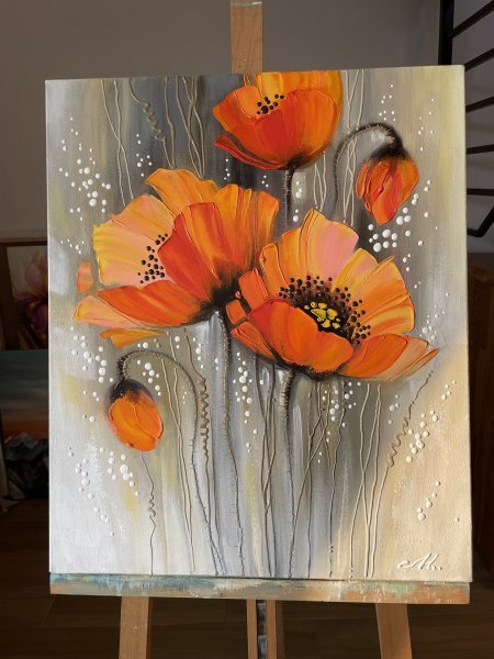 Additional view 8: Contemporary Art Flower Painting Poppies by painter Olena Shevchenko acrylic canvas 