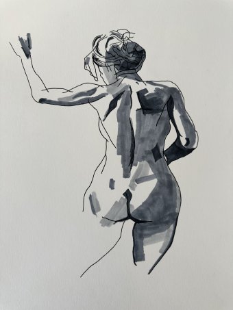 Pintura "La Belleza de Mujer: Expresión y Libertad", pintor Carlos Barta técnica mixta papel en Jose Art Gallery