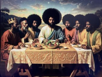 Arte digital "La Última Cena: Comunión Afrocéntrica", artista digital Dayatra LaPhand en Jose Art Gallery