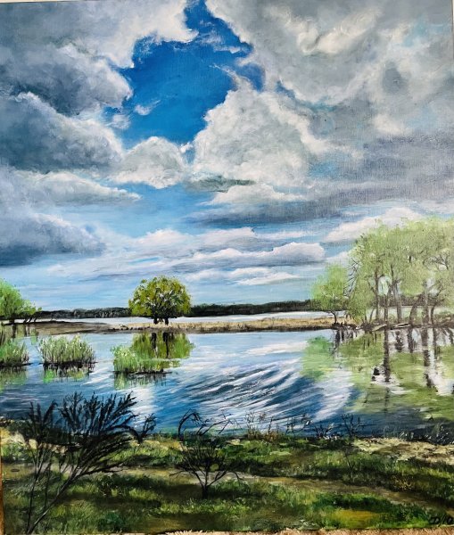 Bright Spring Landscape 2026 Drawing - Yuliya Dubovik