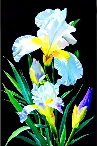 Digital Art "Ivory Iris Nocturne" by digital artist Viktor Levchenko at Jose Art Gallery
