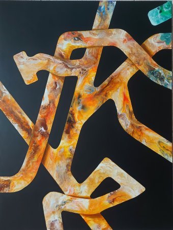 Painting "Path • Orange" by painter ValerI KlepA acrylic canvas at Jose Art Gallery