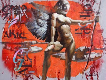 Painting "The Unknown Woman on Red Rs1." by painter Dobrodiy Alexandr oil plastic at Jose Art Gallery