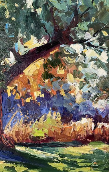Additional view 2: Impressionism Landscape Painting Ancient Olive Tree by painter Elena Yasineckaya oil canvas 