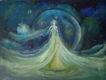 Painting "Echoes of Silent Light" by painter Aurelia Givalanti oil canvas at Jose Art Gallery