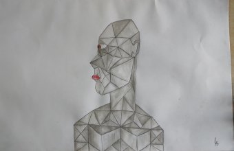 Pittura "L'Automa. Disumanizzazione nel cubismo", pittore Luis Miguel Acosta acquerello carta alla Jose Art Gallery