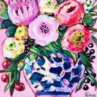 Painting "Garden Joy — Original Textured" by painter Oksana Shevchenko acrylic wood at Jose Art Gallery