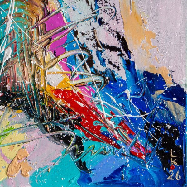 Additional view 1: Abstract Interior Painting Electric Pulse by painter Liubov Kuptsova oil canvas 