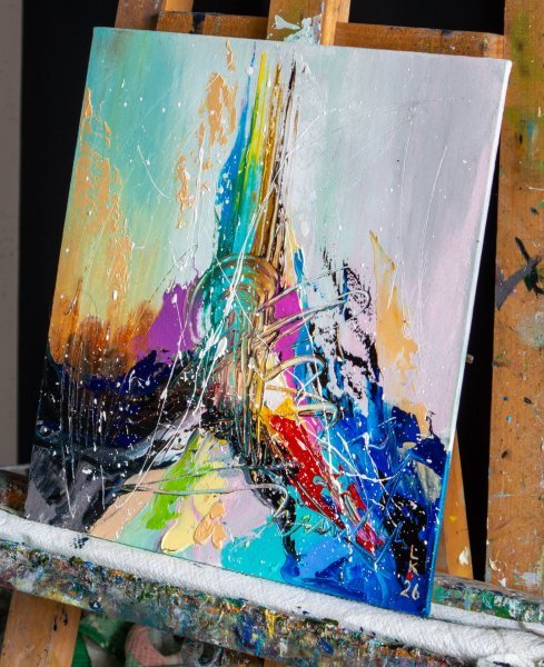 Additional view 3: Abstract Interior Painting Electric Pulse by painter Liubov Kuptsova oil canvas 