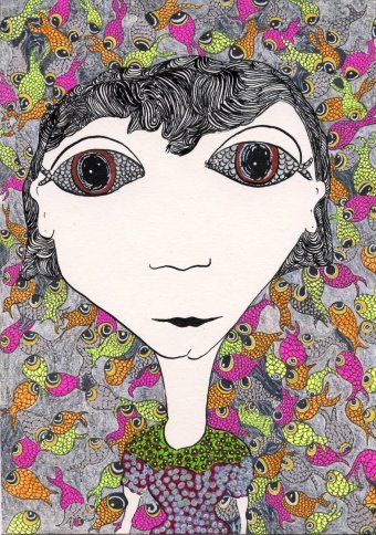 Graphique "Sueña peces", illustrateur Monamur technique mixte papier à la Jose Art Gallery